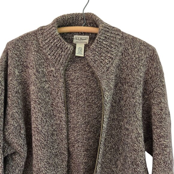 L.L. Bean Mens XL Shetland Wool Full-Zip Cardigan Sweater Heather Brown - Picture 5 of 11